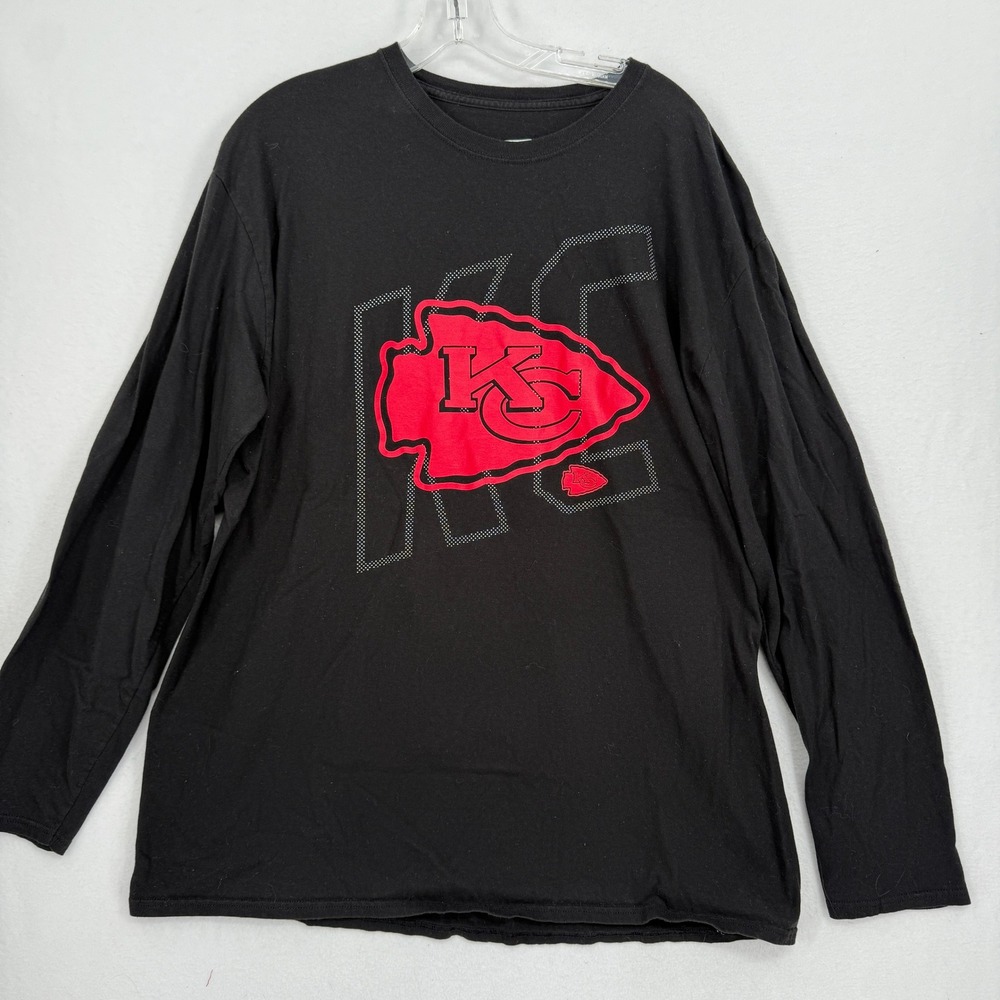 NFL Team Apparel Kansas City Chiefs Shirt Mens 2XL Black Long Sleeve Graphic